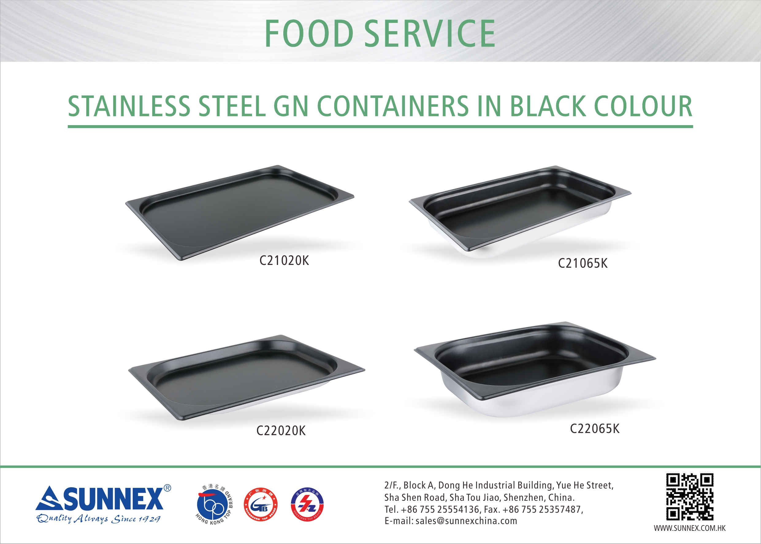 Sunnex stainless steel GN container na may kulay itim