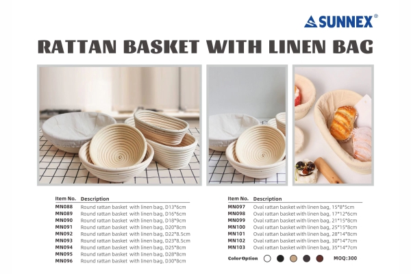 SUNNEX Bagong Rattan Basket na may Linen Bag