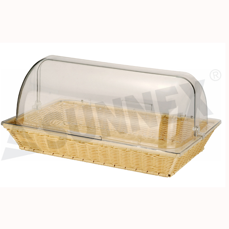 Poly Rattan Basket 90mm Malalim Na May Roll Top Cover