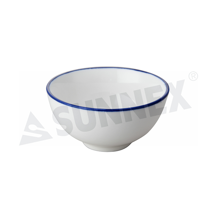 Porcelain Rice Bowls Na May Blue Rim