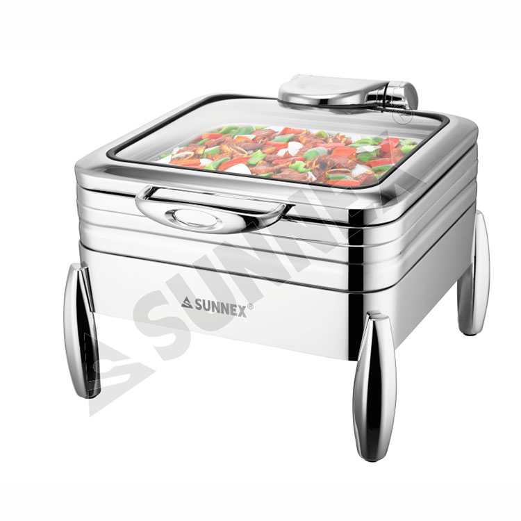 Rectangular Stainless Steel Induction Chafer Na May Mga binti ng haluang metal