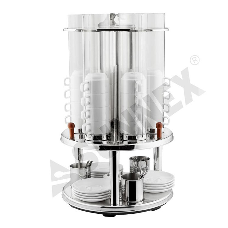 Revolving Cup Rack na may Stainless Steel Base at PC Cup Tubes