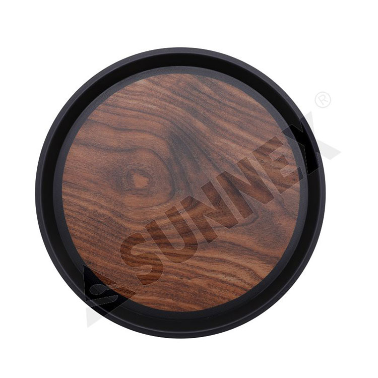 Round Wood Grain NonSlip Tray