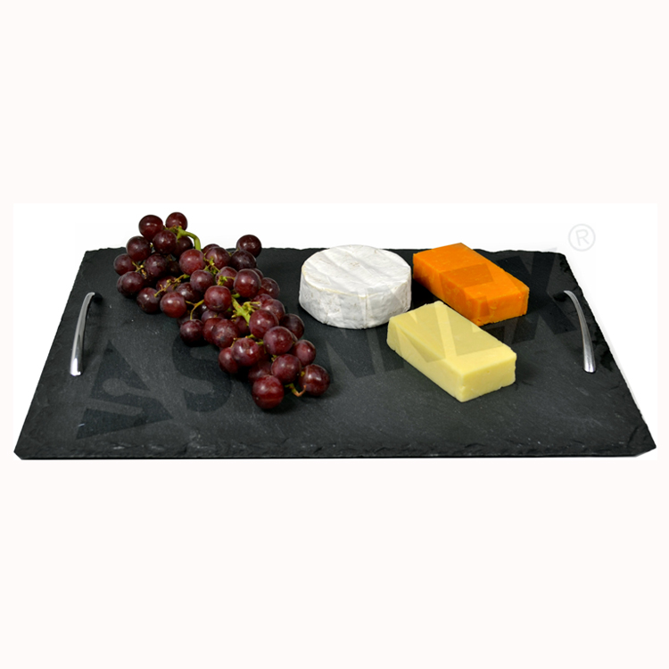 Slate Tray With Chrome Handle