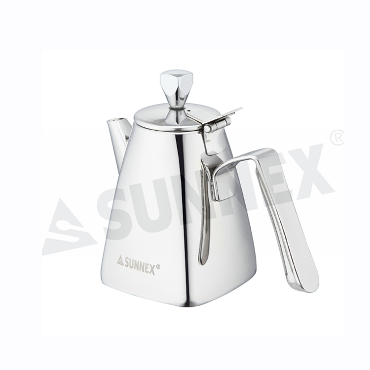 Square Stainless Steel Tea Pots Na May Hawak