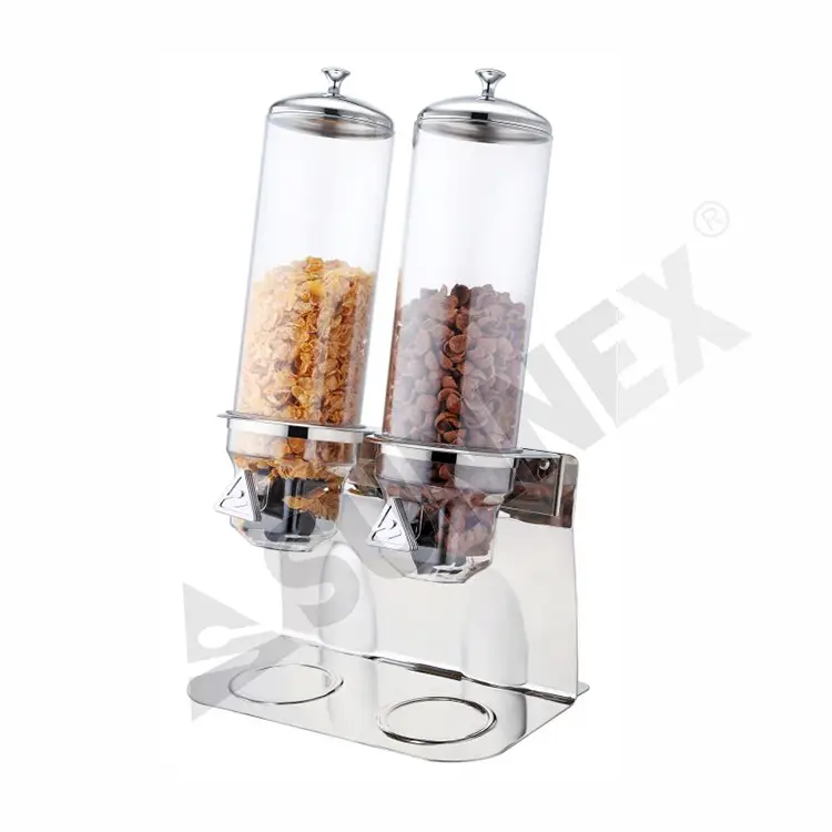Hindi kinakalawang na asero base cereal dispenser na may mga lalagyan ng PC