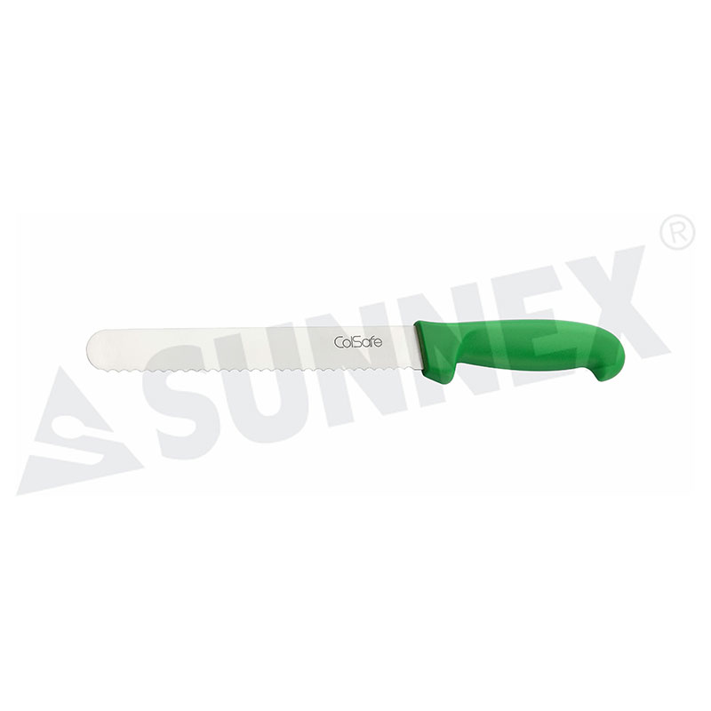 Stainless Steel Bread Knife na may Green Handle