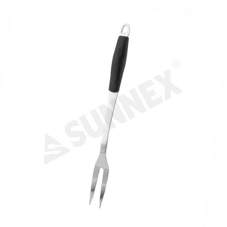 Stainless Steel Meat Fork na May Silicone Handle