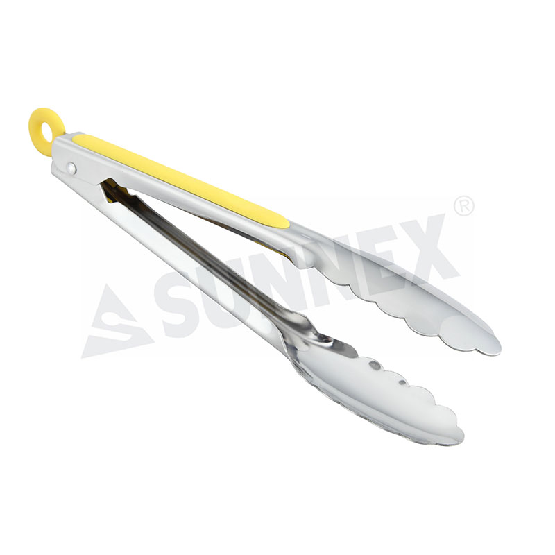 Stainless Steel Serving Tongs na may Soft Grip Handle Kulay Dilaw