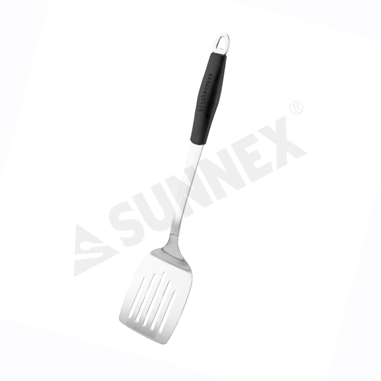 Stainless Steel Slotted Turner na May Silicone Handle