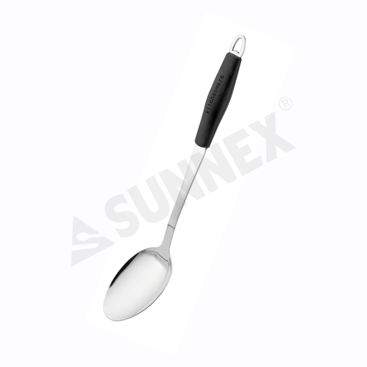 Hindi kinakalawang na Steel Solid Spoon na May Silicone Handle